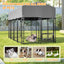 Dog Kennel Outdoor with Roof, 4.23'x7.81'x4.83' Welded Wire Enclosure, Heavy Duty Dog Crate with UV-Resistant Waterproof Cover, Double Lock & Rotating Feeder for Medium/Large Dogs