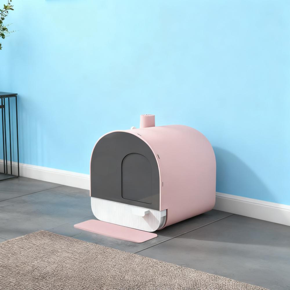Pink  Cat Litter Box with Lid with Scoop and Filter