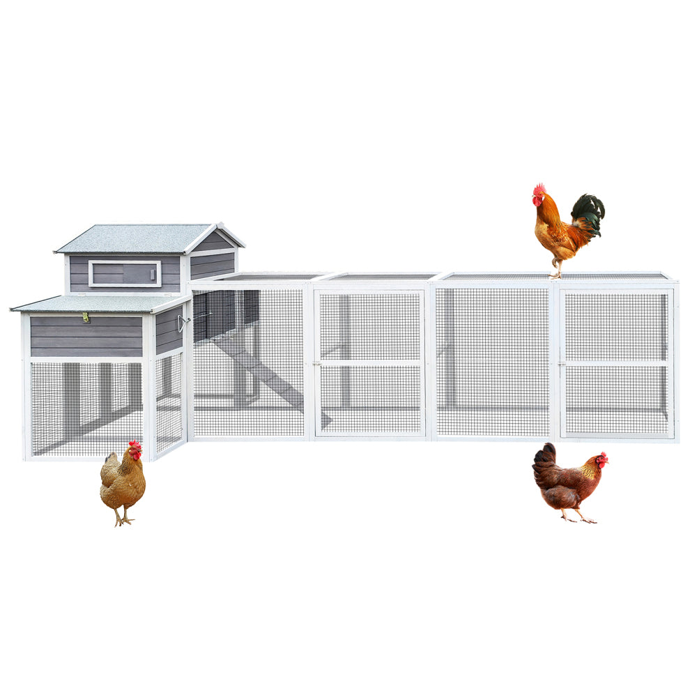 150" Black Large Wooden Chicken Coop Outdoor Hen House with Run and Nesting Boxes, Pull-Out Tray, Sliding Door, Predator-Proof Wire Mesh for 4-6 Chicken