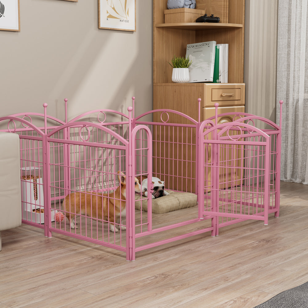 Dog Playpen Indoor 24 inch 8 Panels Metal Dog Pen Pet Dog Fence Outdoor Exercise Pen with Doors, Heavy Duty Dog Fence Puppy Pen for Large Medium Small Dogs Indoor Outdoor Foldable Pet Exercise Pen