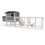 large main house, Gray Wooden Chicken Coop, Large Outdoor Hen House with Run and Nesting Box Poultry Cage, Rabbit Hutch, Waterproof Anti-UV Panel for Backyard