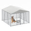 Large Dog Kennel Outdoor Pet Pens Dogs Run Enclosure Animal Hutch Metal Coop Fence with Roof Cover. 7.94'L x 4.13'W x 5.95'H.