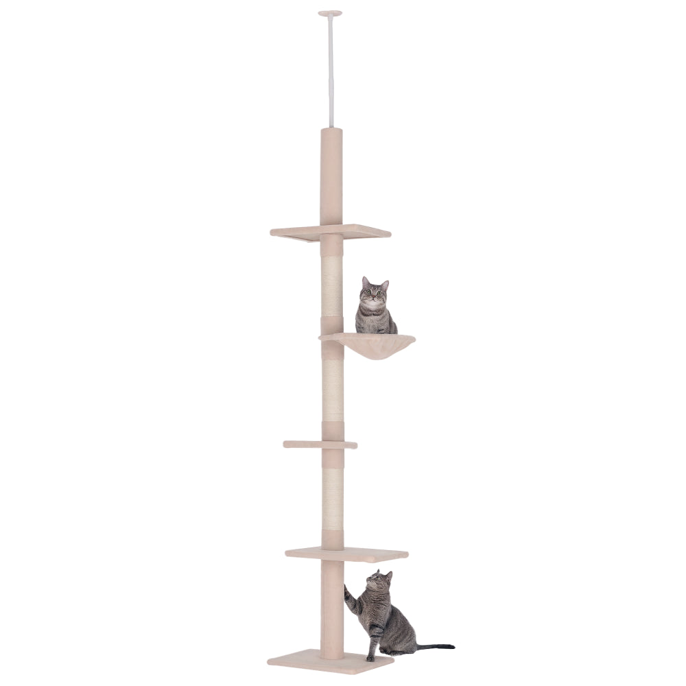 Adjustable Height Floor-to-Ceiling Vertical Cat TreeCat Climbing Tower