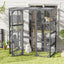 Outdoor Cat House, DIY Cat Enclosure, Cat Catio with Double Enter Doors, 62.8"L x 32.2"W x68.5"H Balcony Cat Playpen with Platforms and Two Condos for 1-3 Cats, Light Grey