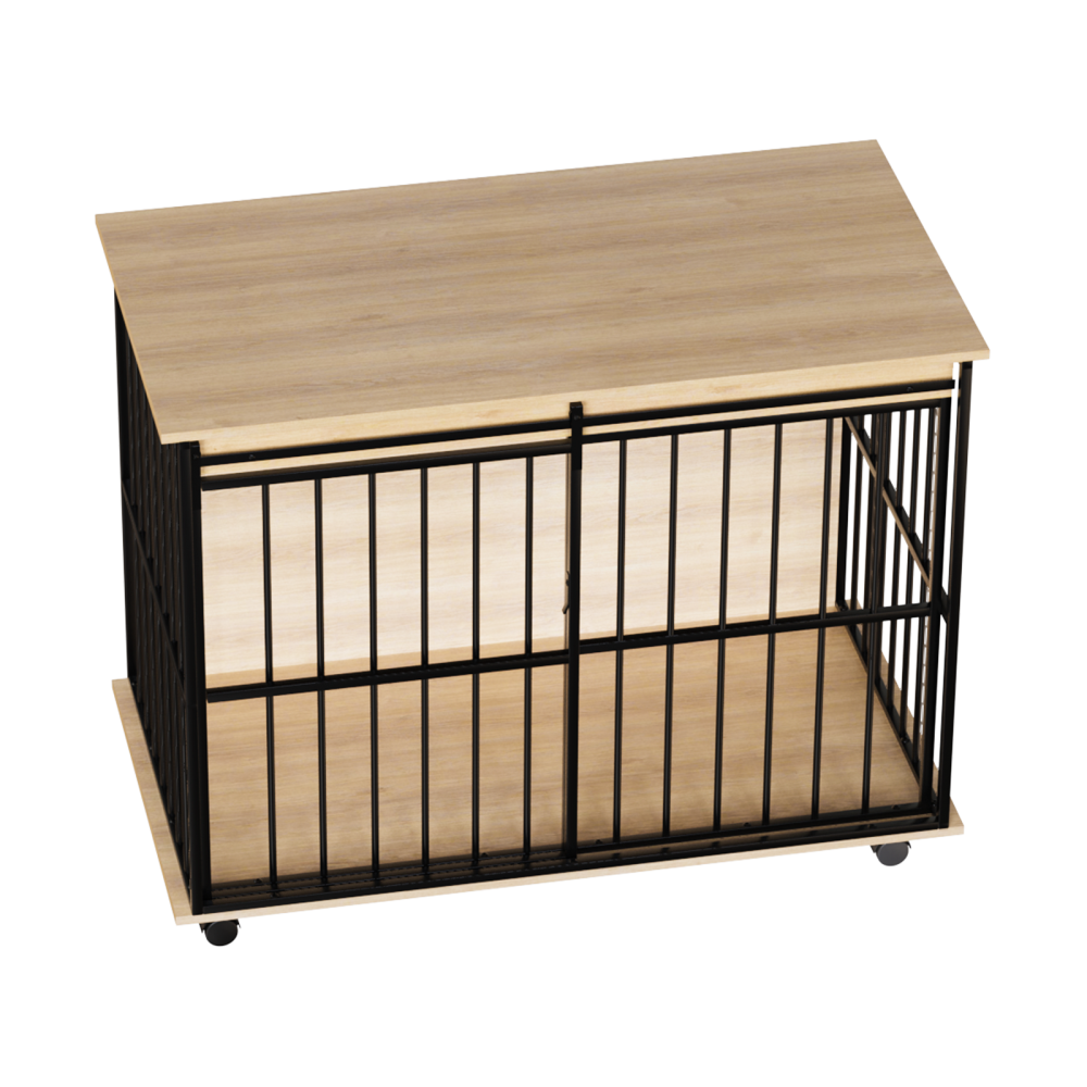 Dog Crate Furniture , Large Dog Cage Furniture with Tray for Medium Large Dogs, Wooden Dog Kennel Furniture