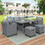 TOPMAX 6-Piece Outdoor Rattan Wicker Set Patio Garden Backyard Sofa, Chair, Stools and Table, Gray
