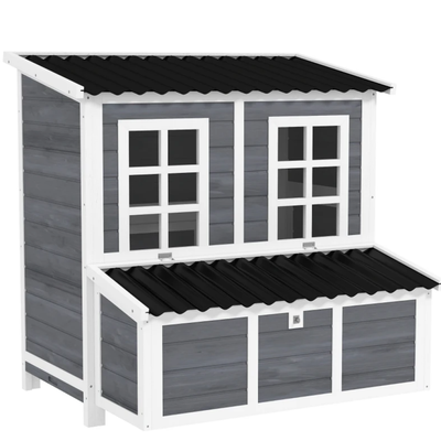 Wooden Pet Coop with Nesting Box,  39" Pet House for 4-6 Chickens, Rabbits