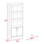 Simma Bookcase, Metal Hardware, Three Shelves, Double Door Cabinet -Light Gray
