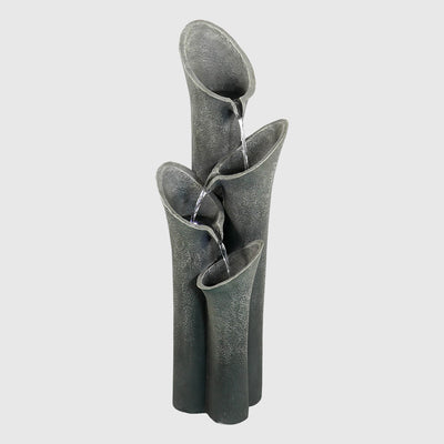 33.5"H-Tiered Rock Water Outdoor Fountain with LED Lights