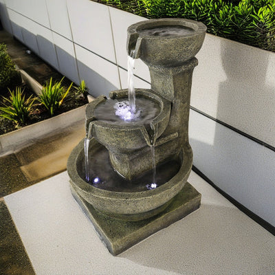 16.4"H- Waterfall Outdoor Fountain with LED Lights