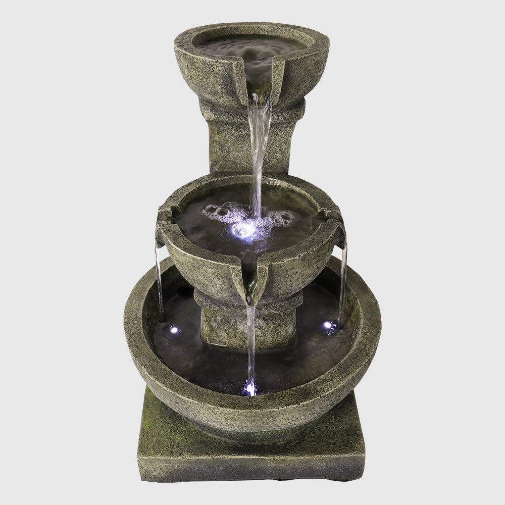 16.4"H- Waterfall Outdoor Fountain with LED Lights