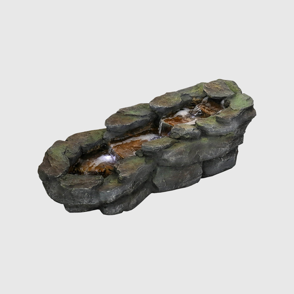 3 Tier Simulated Slate Waterfall Outdoor Fountain with LED Light