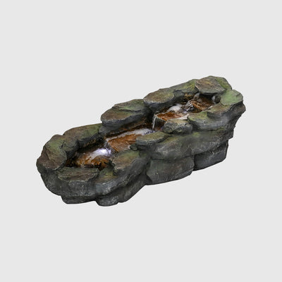 3 Tier Simulated Slate Waterfall Outdoor Fountain with LED Light