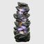 4-Tiered Rock Outdoor Fountain with White LED Lights