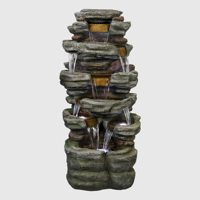47.2"H Stacked Shale Garden Outdoor Fountain with LED Light