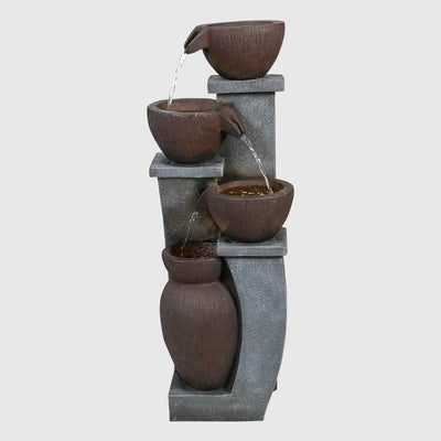 32.8"H Garden Tiered Outdoor Fountain with Warm LED Lights