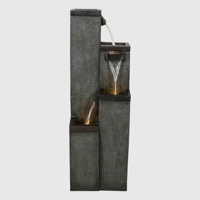 39.3"H 4-Tiered Square Outdoor Fountain with Warm LED Lights