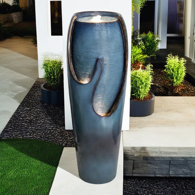 38.7”H Outdoor/Indoor Water Jar Fountain Tall Floor with LED Lights