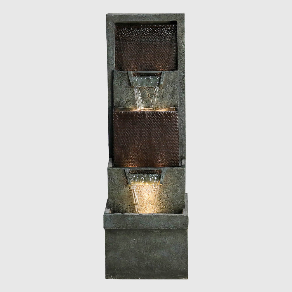 39,3"H - Moderne Gartenbrunnen mit LED-Beleuchtung