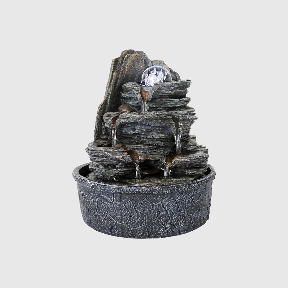 Resin Rock Indoor Tabletop Fountain with Glass Ball-9.8"H