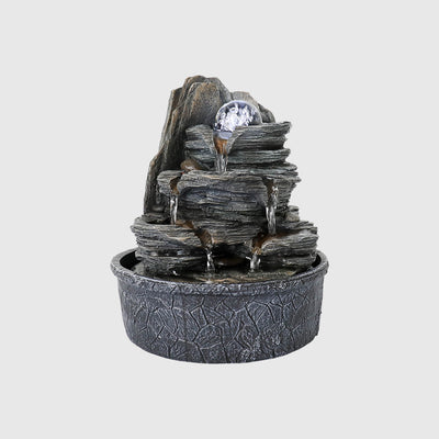 Resin Rock Indoor Tabletop Fountain with Glass Ball-9.8"H