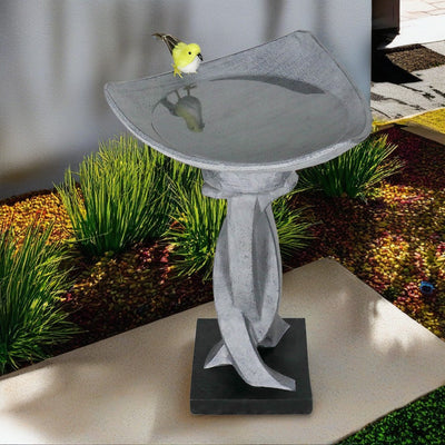 22.8"H-Concrete Modern Outdoor Birdbaths with Pedestal