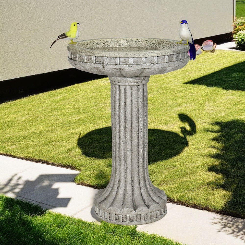 21.2"H-Fibre Reinforced Concrete Garden Birdbaths with Pedestal