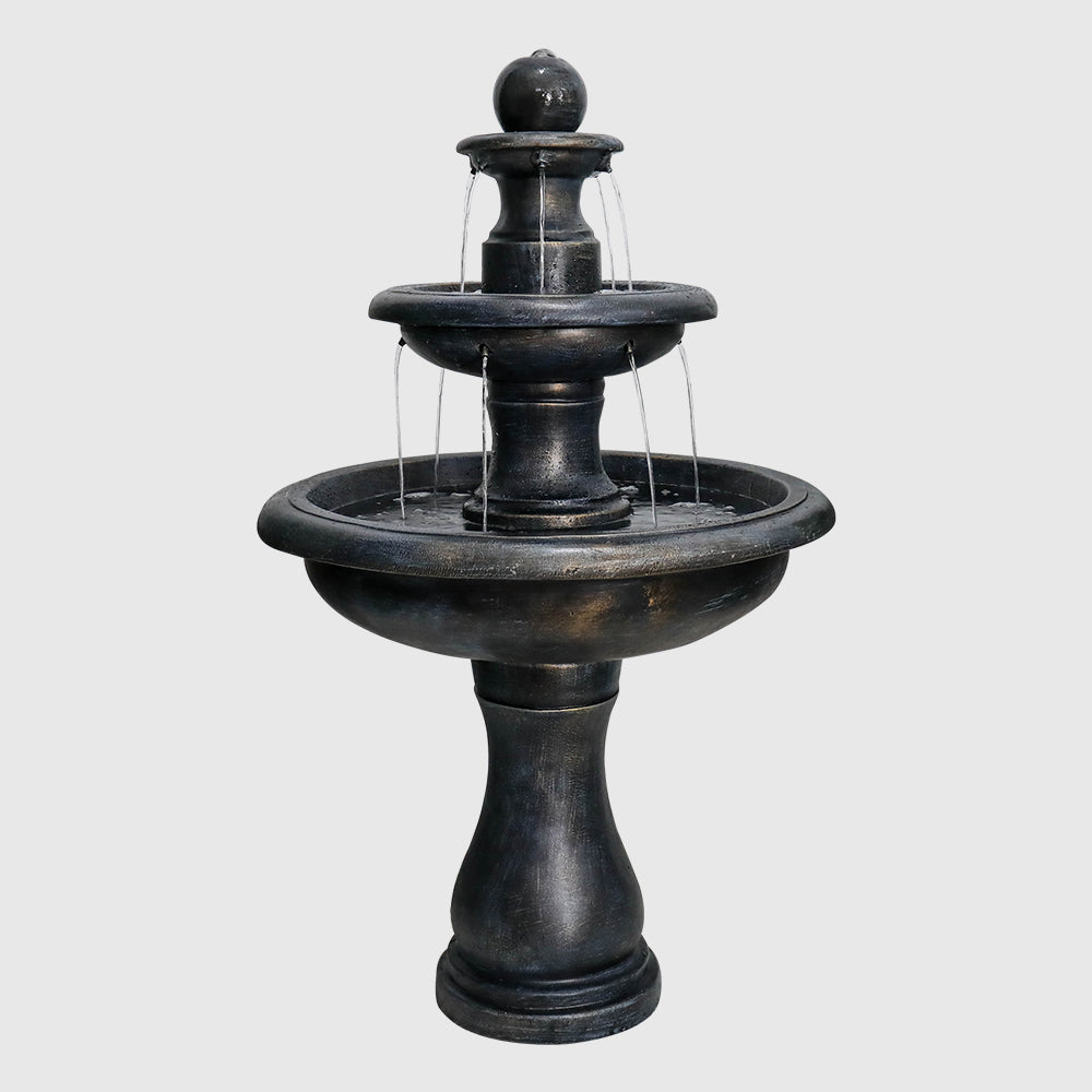 3-Tiered  Outdoor  Antique Black Garden Fountain-45.2"H