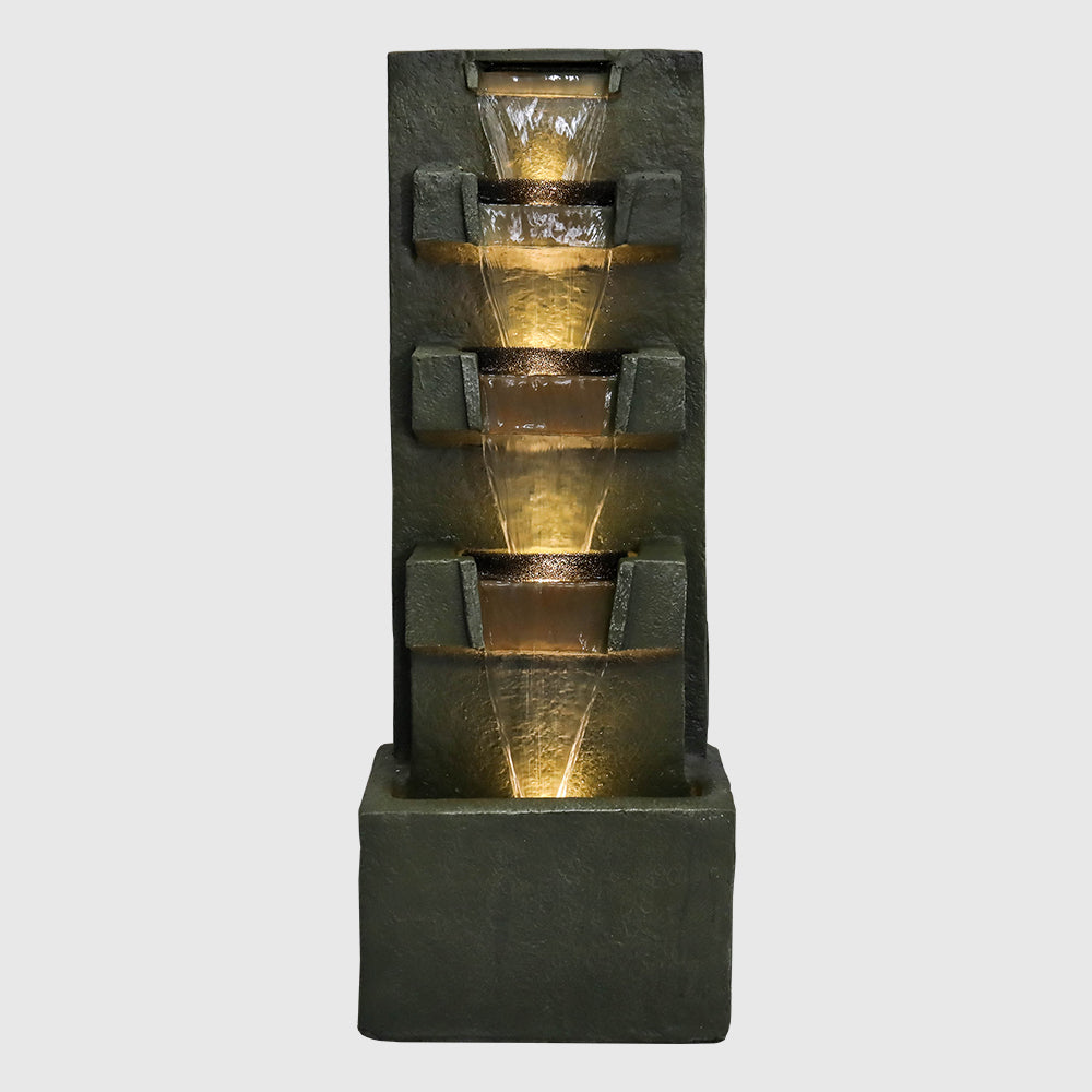 39.3”H-Concrete Modern Water Fountain 5-Tiers