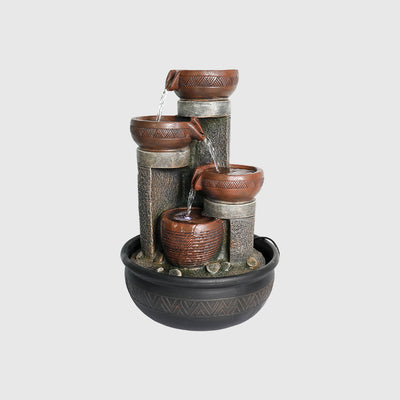 Resin Indoor Tabletop Fountain with LED Light-15.7"H