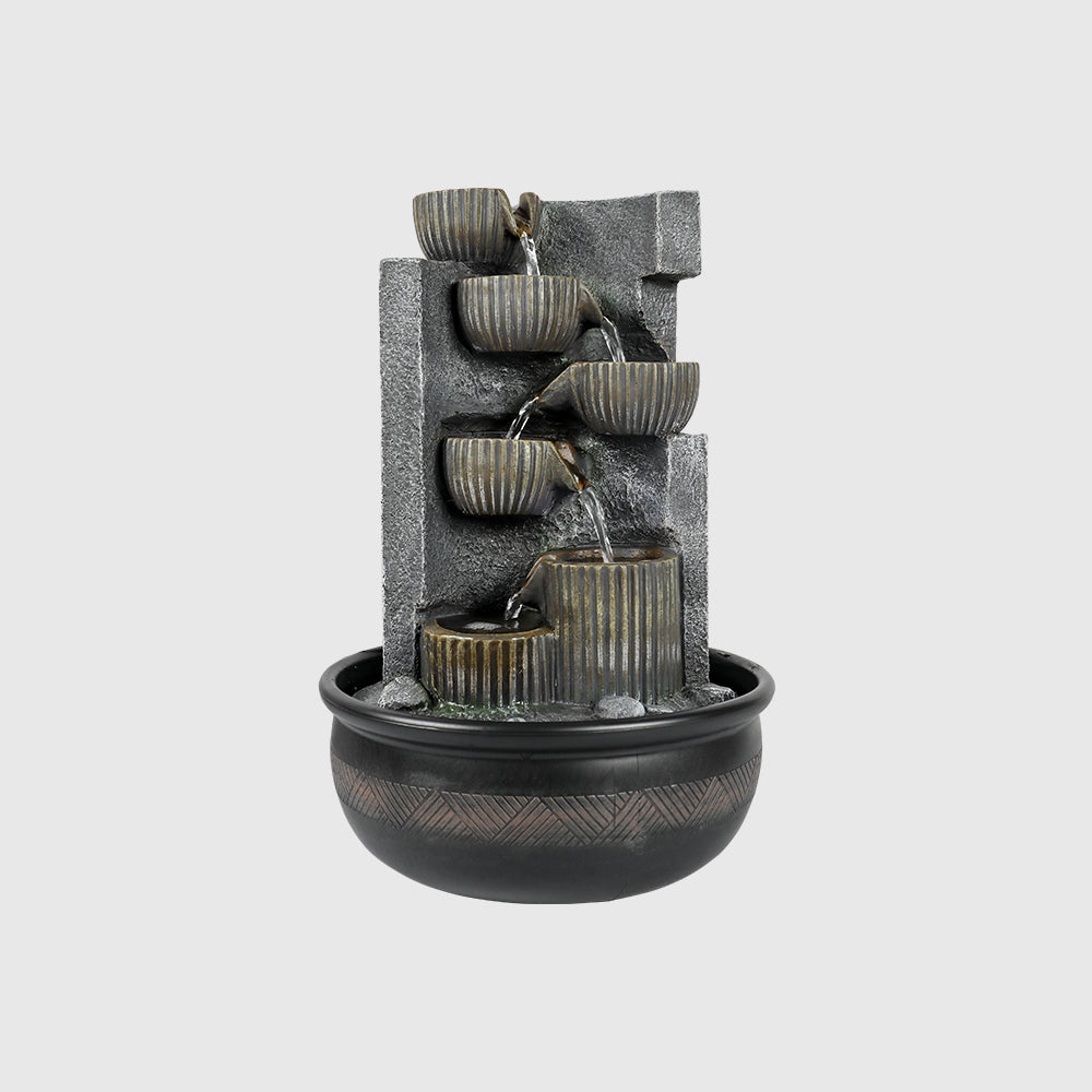 7-Tiered Cascading Resin Indoor Tabletop Fountain-15.3"H