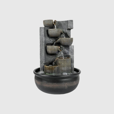 7-Tiered Cascading Resin Indoor Tabletop Fountain-15.3"H