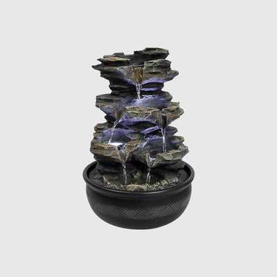 Resin Cascading Indoor Tabletop Fountain with LED Lights-15.7"H