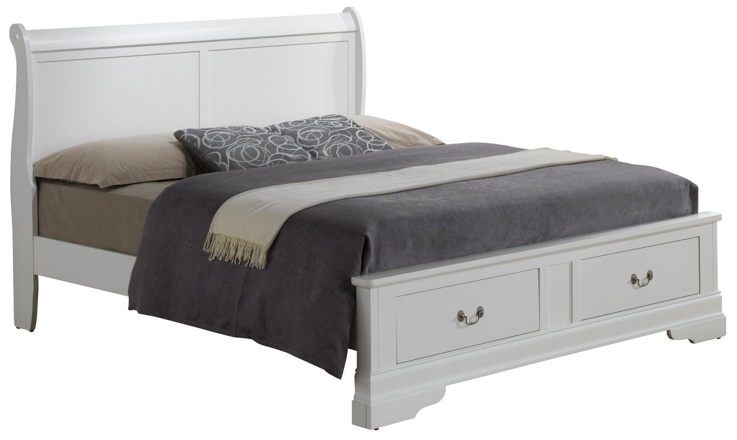 Elegant Full Bed With Storage In White