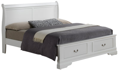 Elegant Full Bed With Storage In White