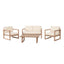 4-Pieces Acacia Wood Patio Furniture Set, Outdoor Furniture with Coffee Table, Patio Conversation Set Deep Seating with Soft Cushion, Porch Chairs for Backyard Porch Balcony, Brown Wash, Beige