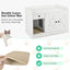 GO Cat Litter Box Enclosure, Litter Box Furniture Hidden with Cat Litter Mat, Indoor Cat House with Storage Drawer Side Table, Farmhouse Style Cat Box Cabinet for Living Room, White