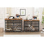 Furniture style dog crate wrought iron frame door with side openings, Rustic Brown, 43.3''W x 29.9''D x 33.5''H.