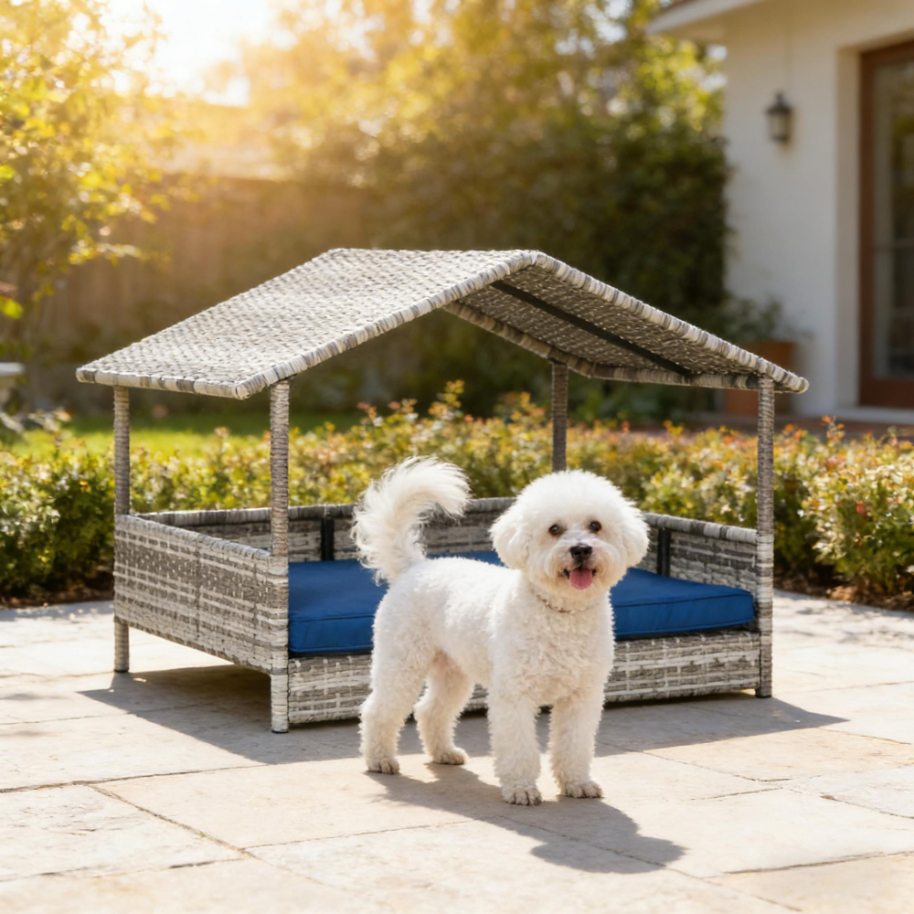 Elevated Pet Bed,Rattan Dog House