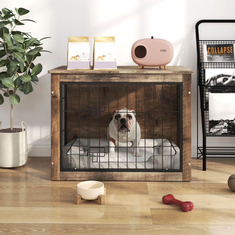 Dog Crate Furniture ,Wooden Dog Crate with Double Doors, Dog Furniture, Indoor Dog Kennel,