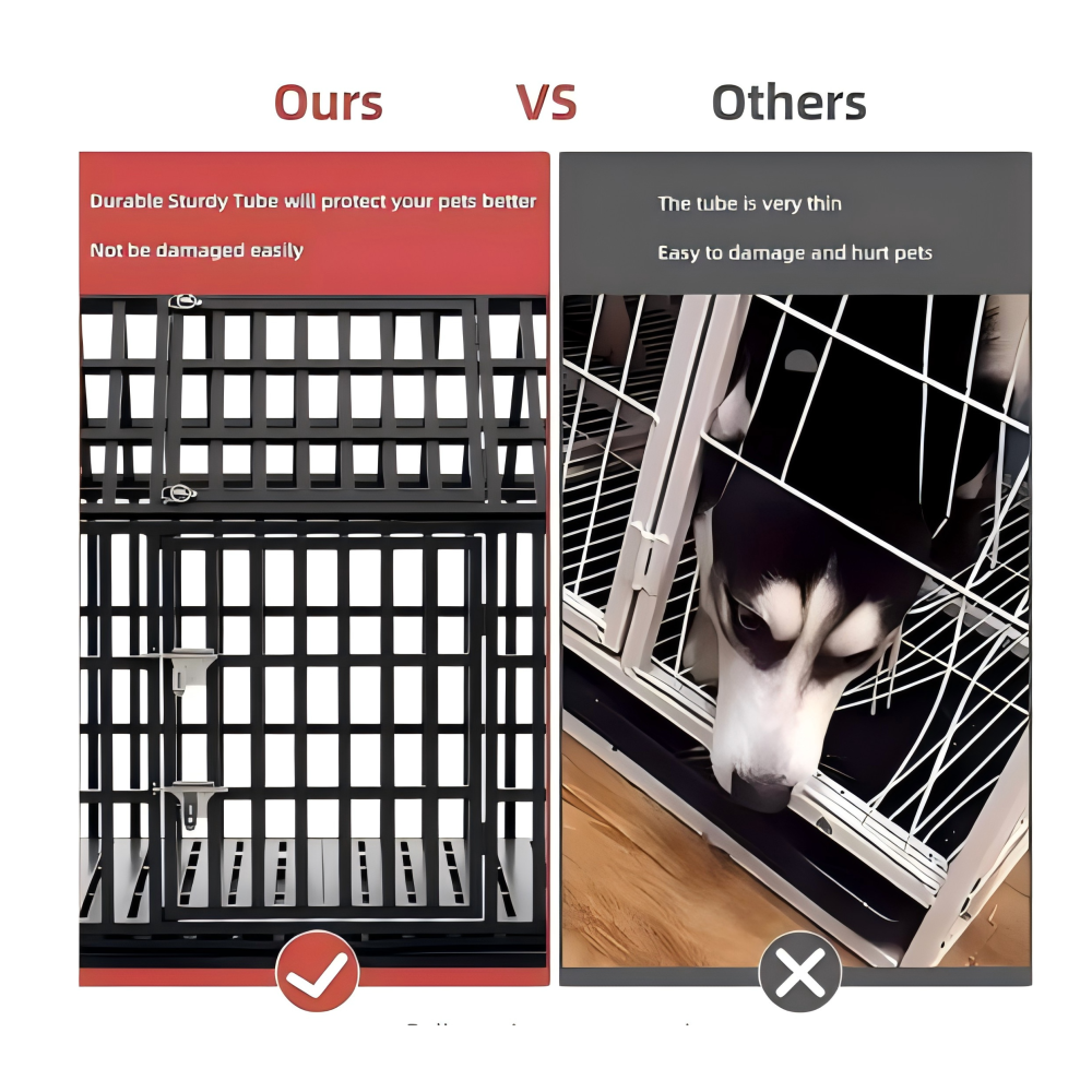 52" Heavy Duty Dog Crate Large Dog cage Strong Metal Dog Kennels and Crates for Large Dogs with 4 Lockable Wheels