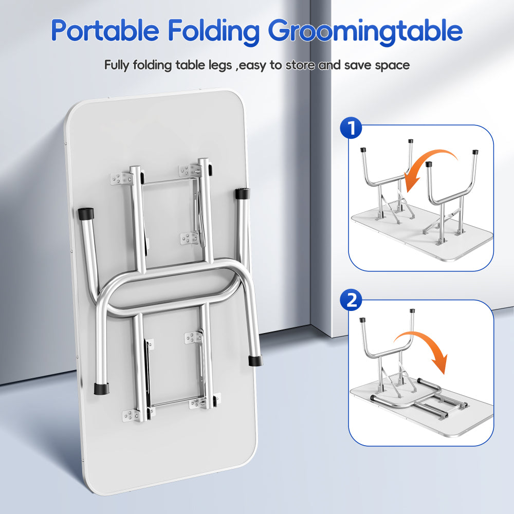Large Grooming Table for Pet Dog and Cat with Adjustable Arm and Clamps Large Heavy Duty Animal grooming table, 46''/blue