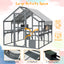 Premium Cat Run Large Outdoor Enclosure, Wooden Catio Kitty Mansion with Suspension Bridges, Strolling Paths, Cozy Cabins, Protective Roof Cover, 82 Inch Expanse