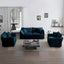 3 Piece Sofa Set with Arm Pillows and Toss Pillows , Sofa Set Include 2- Piece of Arm Chair and One 2-seat Sofa, Space Saving Casual Sofa Set for Living Room, Blue Chenille