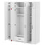 Contemporary 4-Door Wardrobe with Drawer and Top Cabinet in White Particle Board