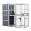 Large Wooden Cat Enclosure with Waterproof Roof and Platforms, Gray