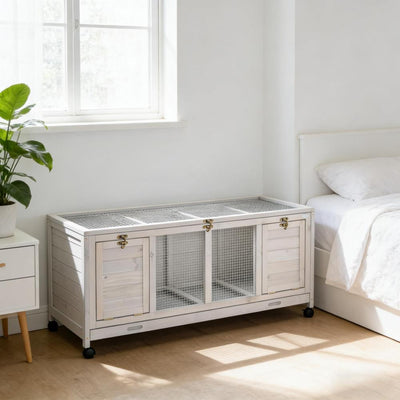 Wooden Small Animal Hutch Cage,Pet House,Wooden Rabbit Hutch with Wheels