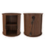 SunJet Mid Century Modern Cylinder End Table with Built-in Charging Station & Sliding Door, 2-Tier Storage Round Nightstand with USB Ports, Walnut Bedside Table for Living Room, Bedroom, Entryway