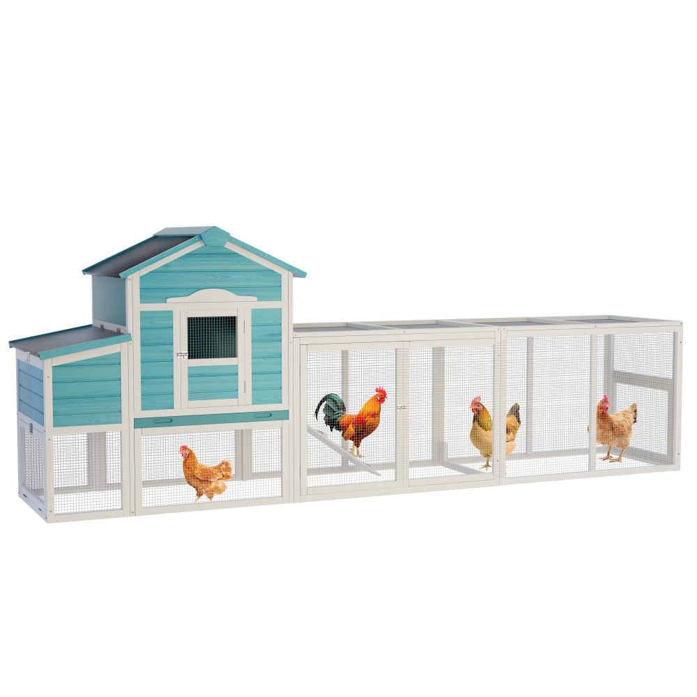 Wooden Chicken Coop with Nesting Box and Free-Range Door, All-Weather Asphalt Roof, Sliding Tray for Easy Cleaning, Large Outdoor Poultry Cage for Chickens, Ducks, and Small Animals