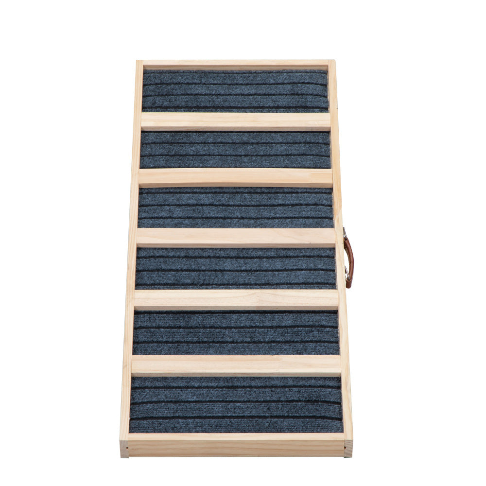 39" Long Wooden Pet Ramp, Folding Dog Cat Ramp with Height Adjustment From 16.3" to 24" and Non-Slip Mat for Bed Couch